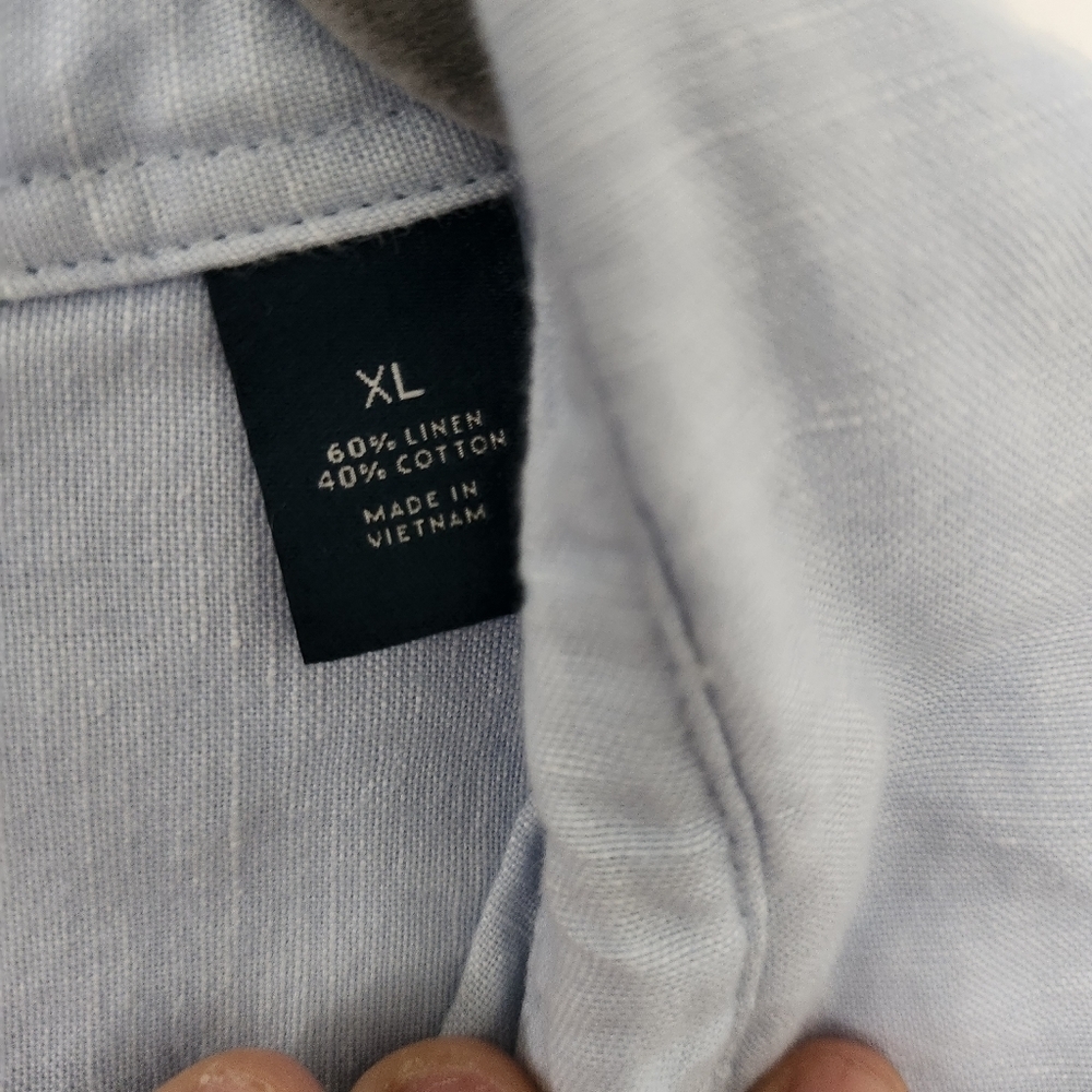 Perry Ellis Linen Blue Shirt Short Sleeve Men’s Size XL - Picture 7 of 7